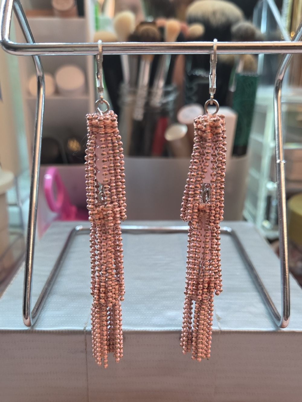 Nordstrom Rose Gold Tassel Bead Drop Earrings